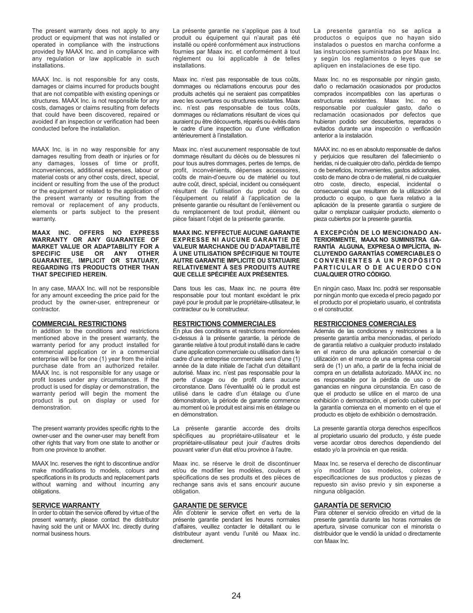 MAAX 10011916 User Manual | Page 26 / 28