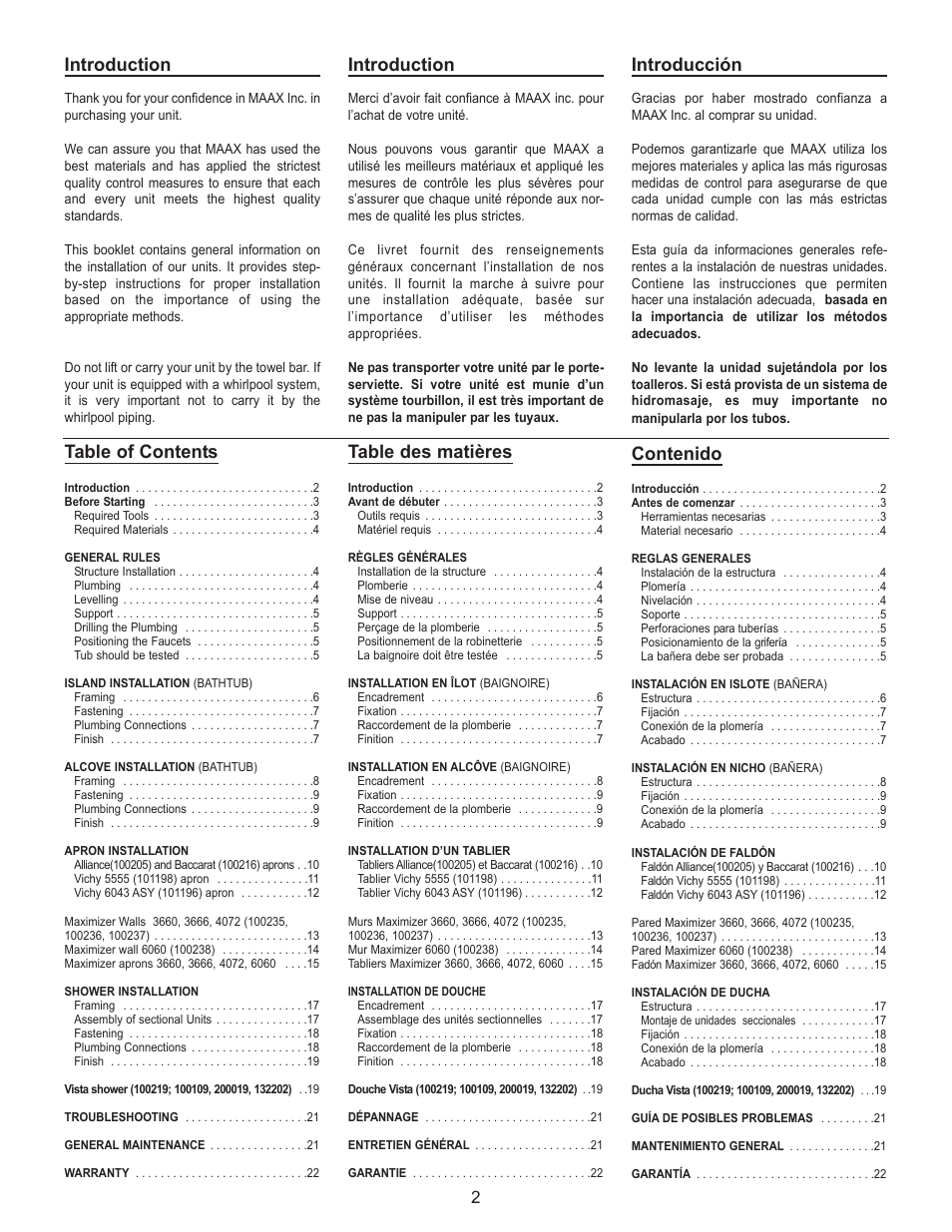 MAAX 10011916 User Manual | Page 3 / 28