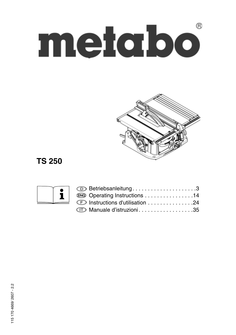 Metabo TS 250 User Manual | 47 pages