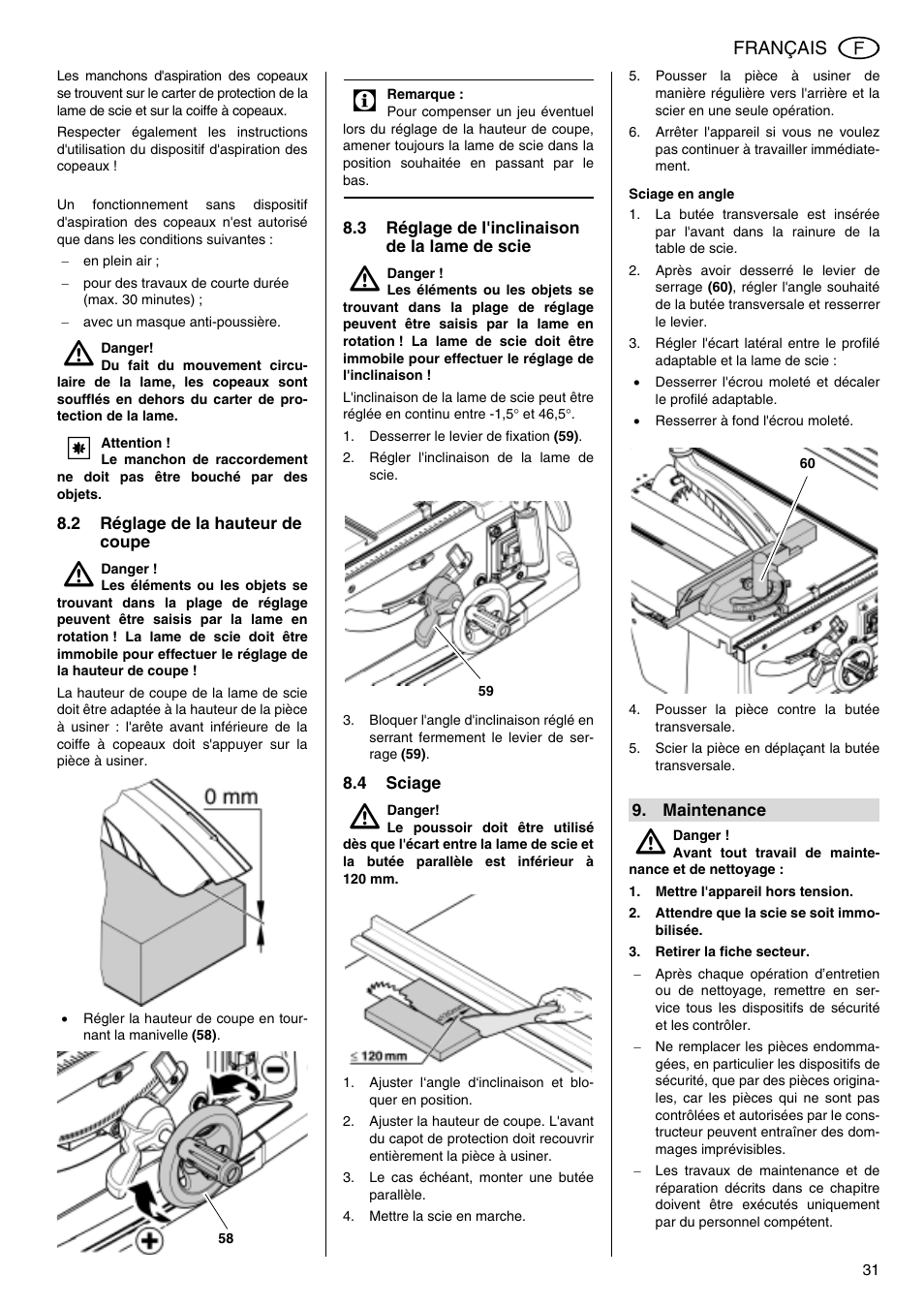 Metabo TS 250 User Manual | Page 31 / 47