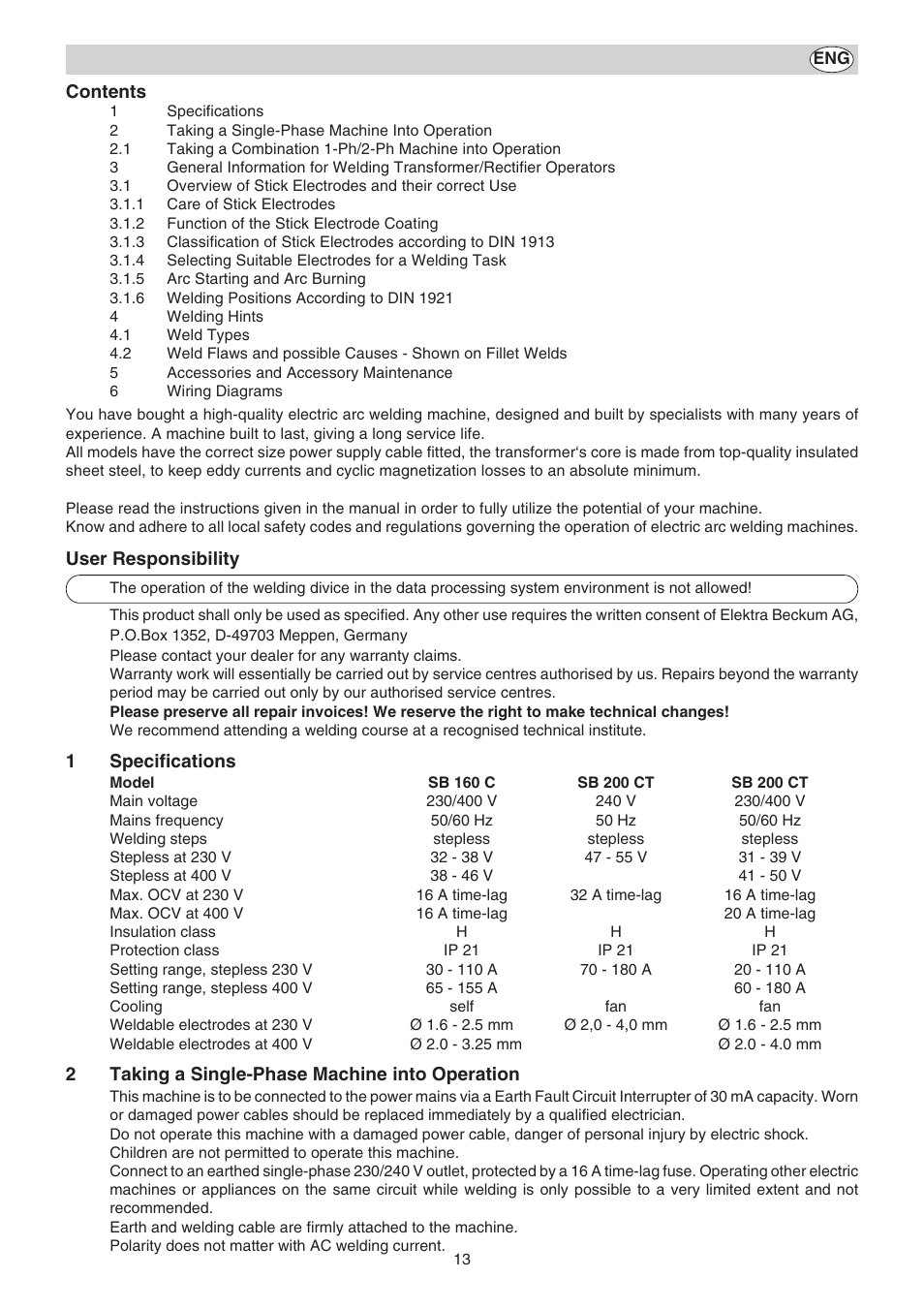 Metabo Welding Transformers and Rectifiers SB 160 C User Manual | Page 3 / 14
