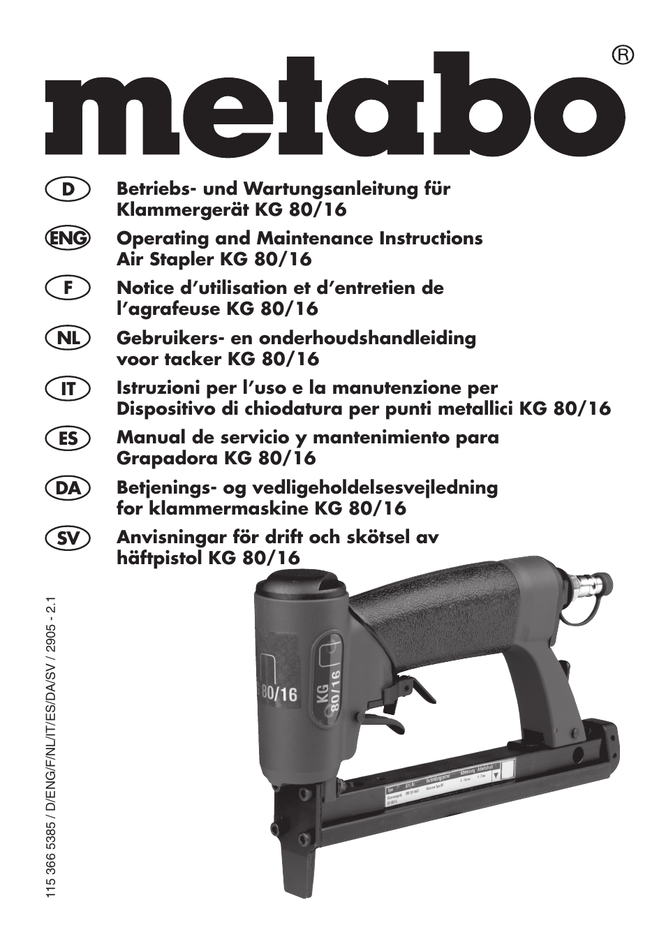 Metabo KG 80 User Manual | 44 pages