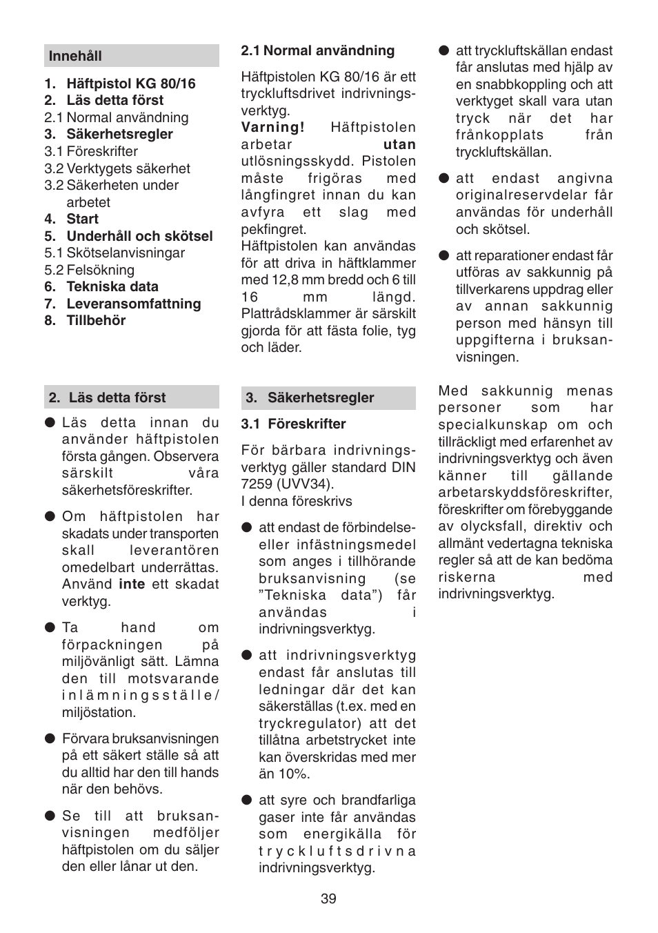 Metabo KG 80 User Manual | Page 39 / 44