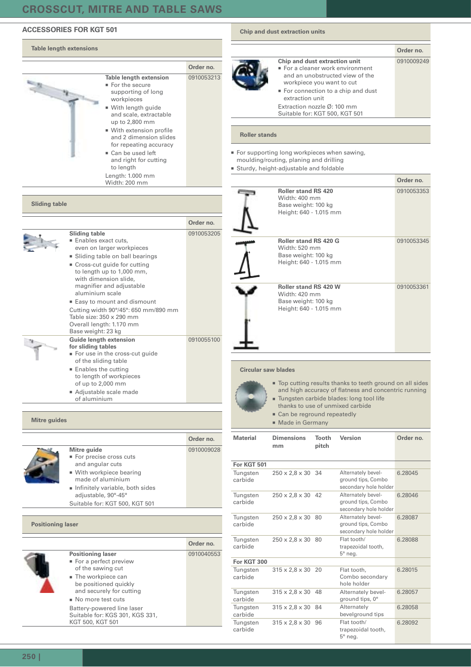 Crosscut, mitre and table saws | Metabo KGT 501 User Manual | Page 4 / 16