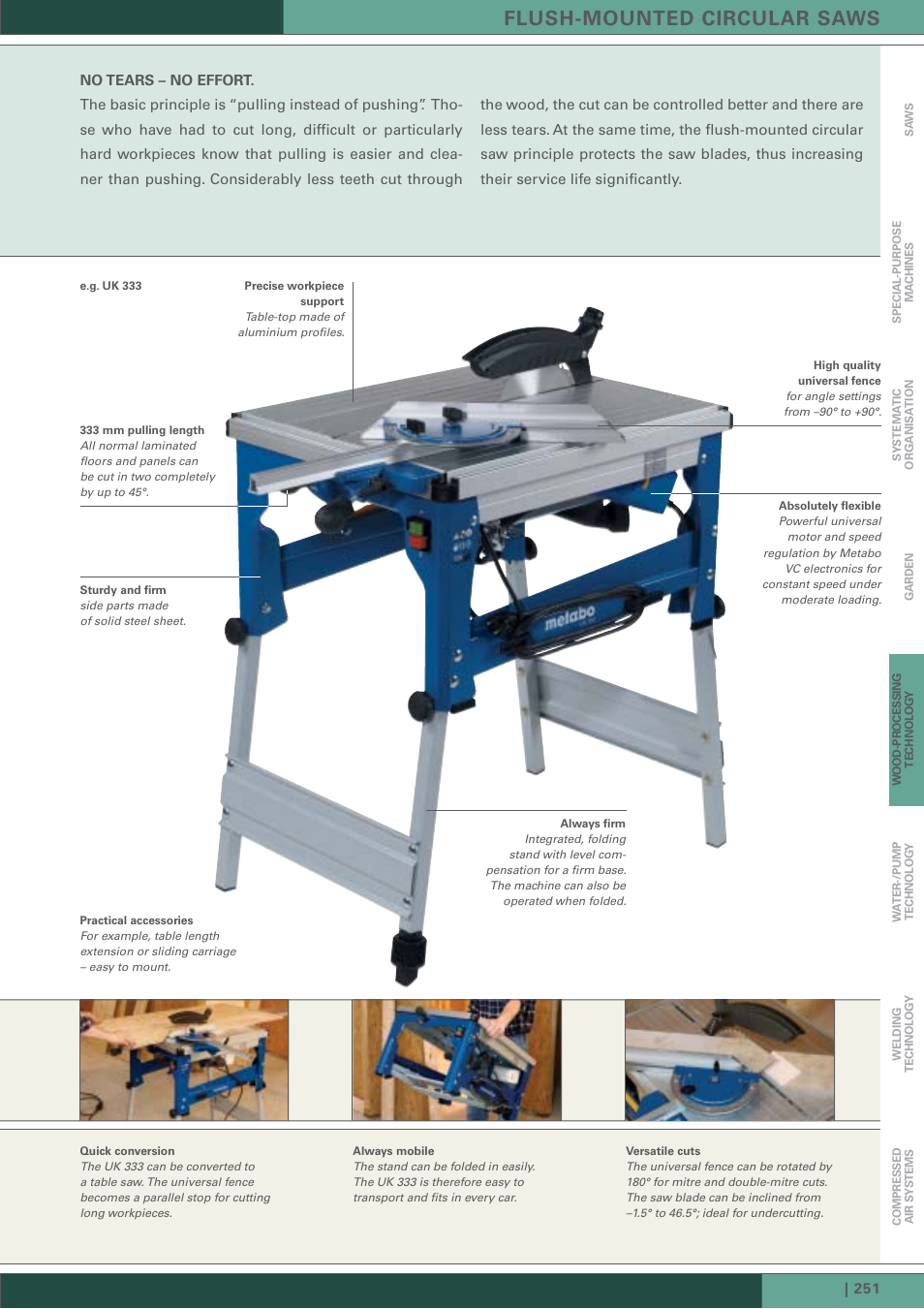 Flush-mounted circular saws | Metabo KGT 501 User Manual | Page 5 / 16