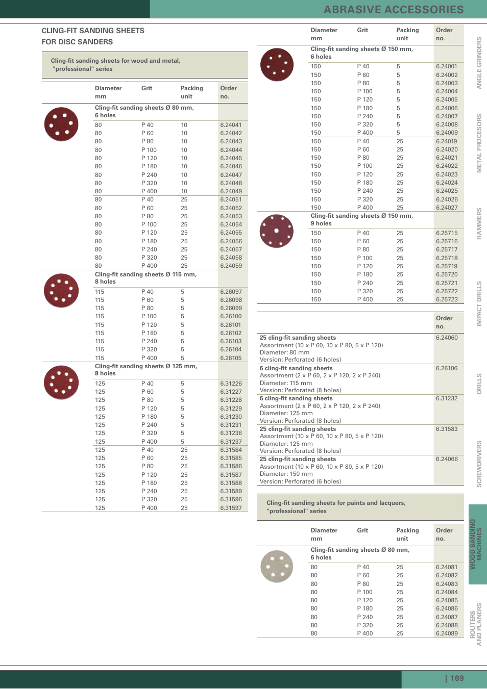 Abrasive accessories | Metabo Wood Sanding Machine User Manual | Page 20 / 26
