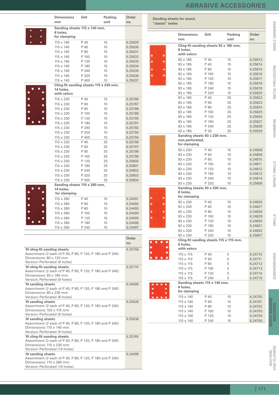 Abrasive accessories | Metabo Wood Sanding Machine User Manual | Page 22 / 26