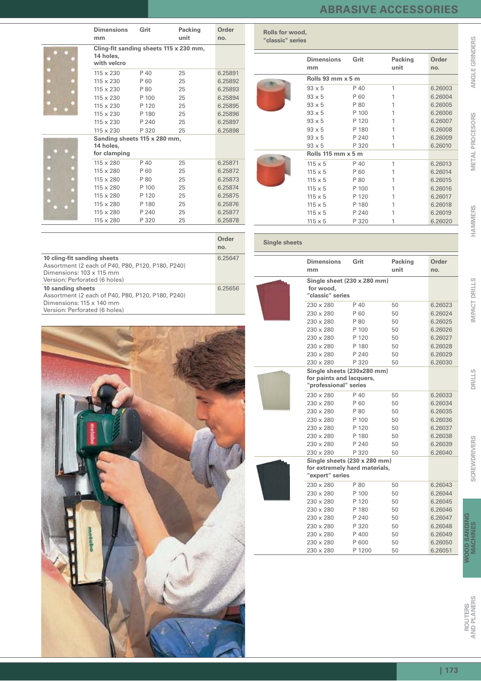 Abrasive accessories | Metabo Wood Sanding Machine User Manual | Page 24 / 26