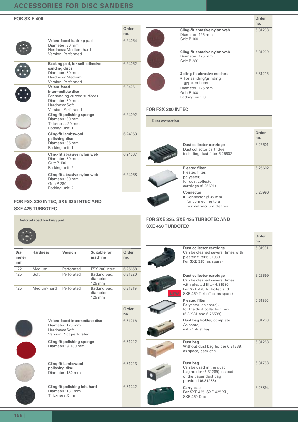 Accessories for disc sanders | Metabo Wood Sanding Machine User Manual | Page 9 / 26