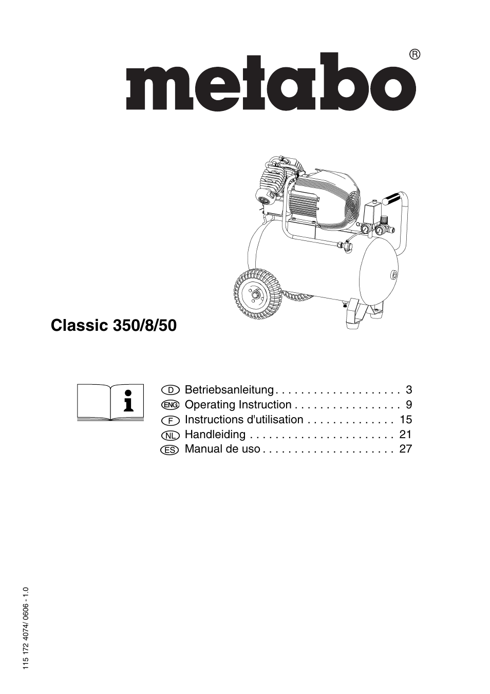 Metabo Compressor Pump Classic 8 User Manual | 32 pages