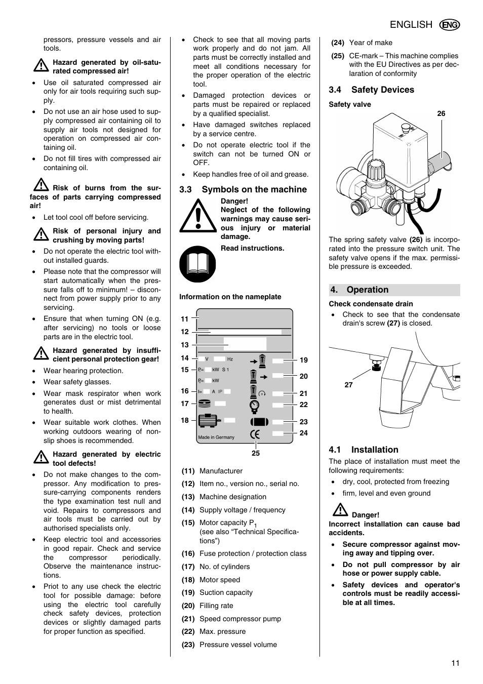 English | Metabo Compressor Pump Classic 8 User Manual | Page 11 / 32