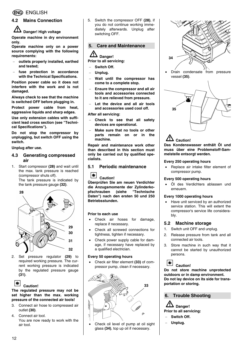 English | Metabo Compressor Pump Classic 8 User Manual | Page 12 / 32