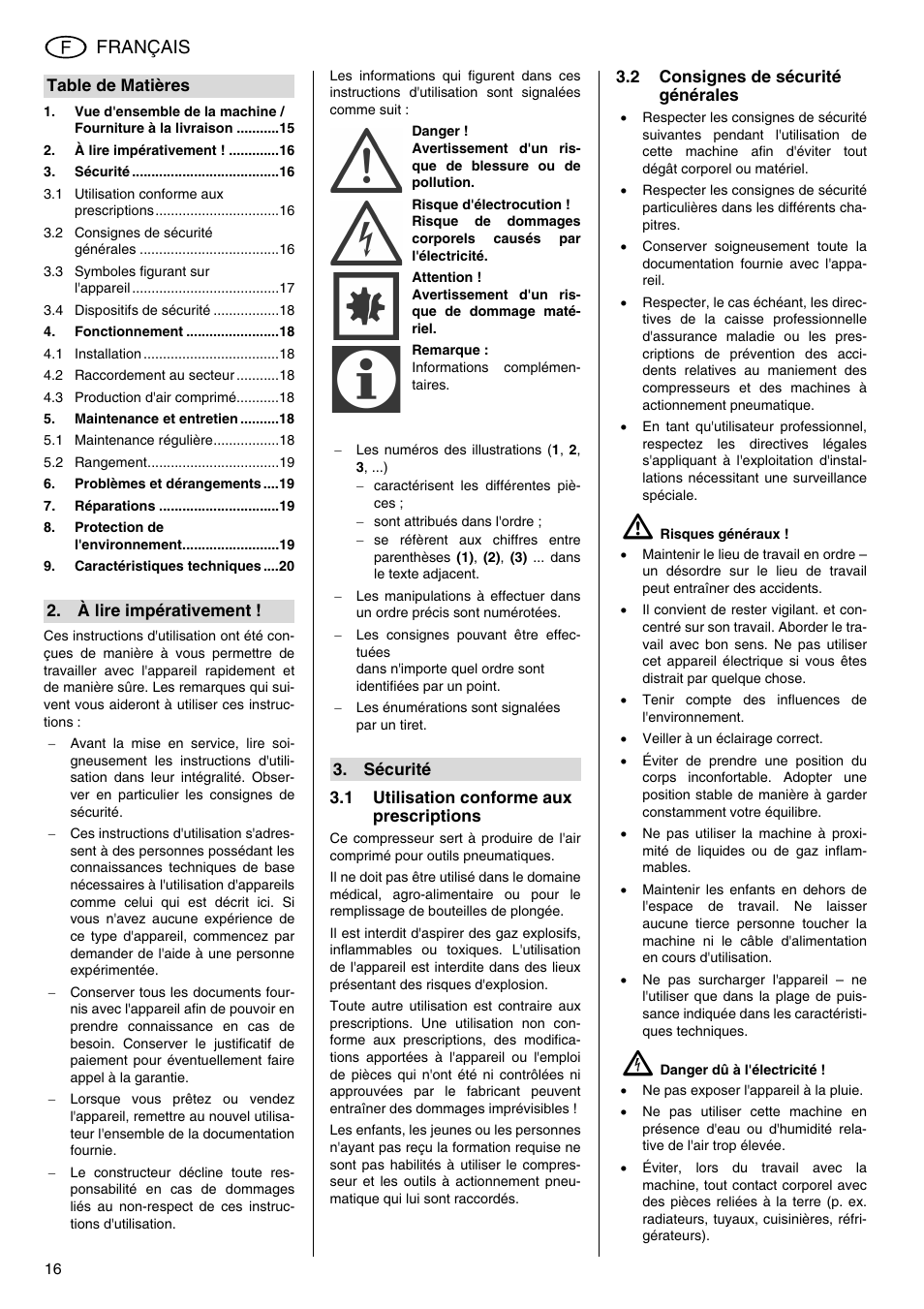 Français | Metabo Compressor Pump Classic 8 User Manual | Page 16 / 32