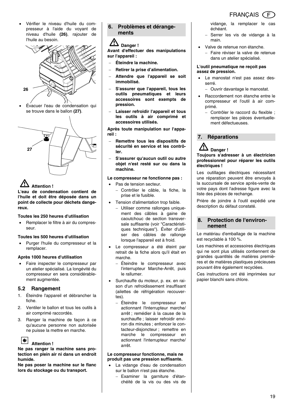 Français | Metabo Compressor Pump Classic 8 User Manual | Page 19 / 32