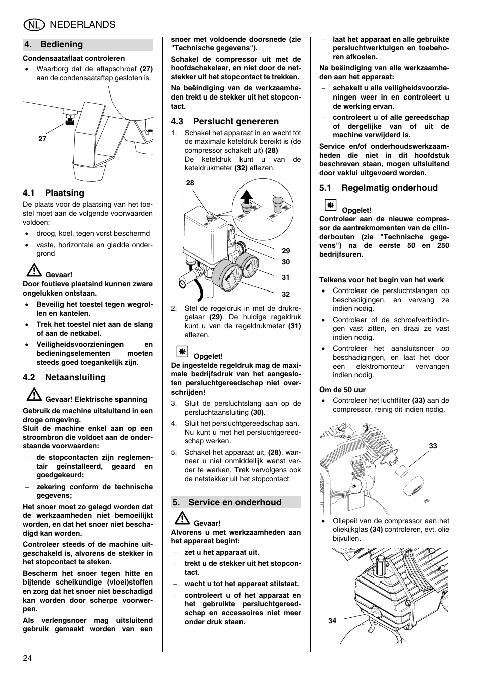 Nederlands | Metabo Compressor Pump Classic 8 User Manual | Page 24 / 32
