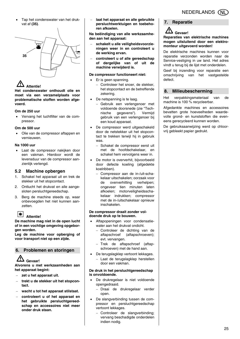 Nederlands | Metabo Compressor Pump Classic 8 User Manual | Page 25 / 32