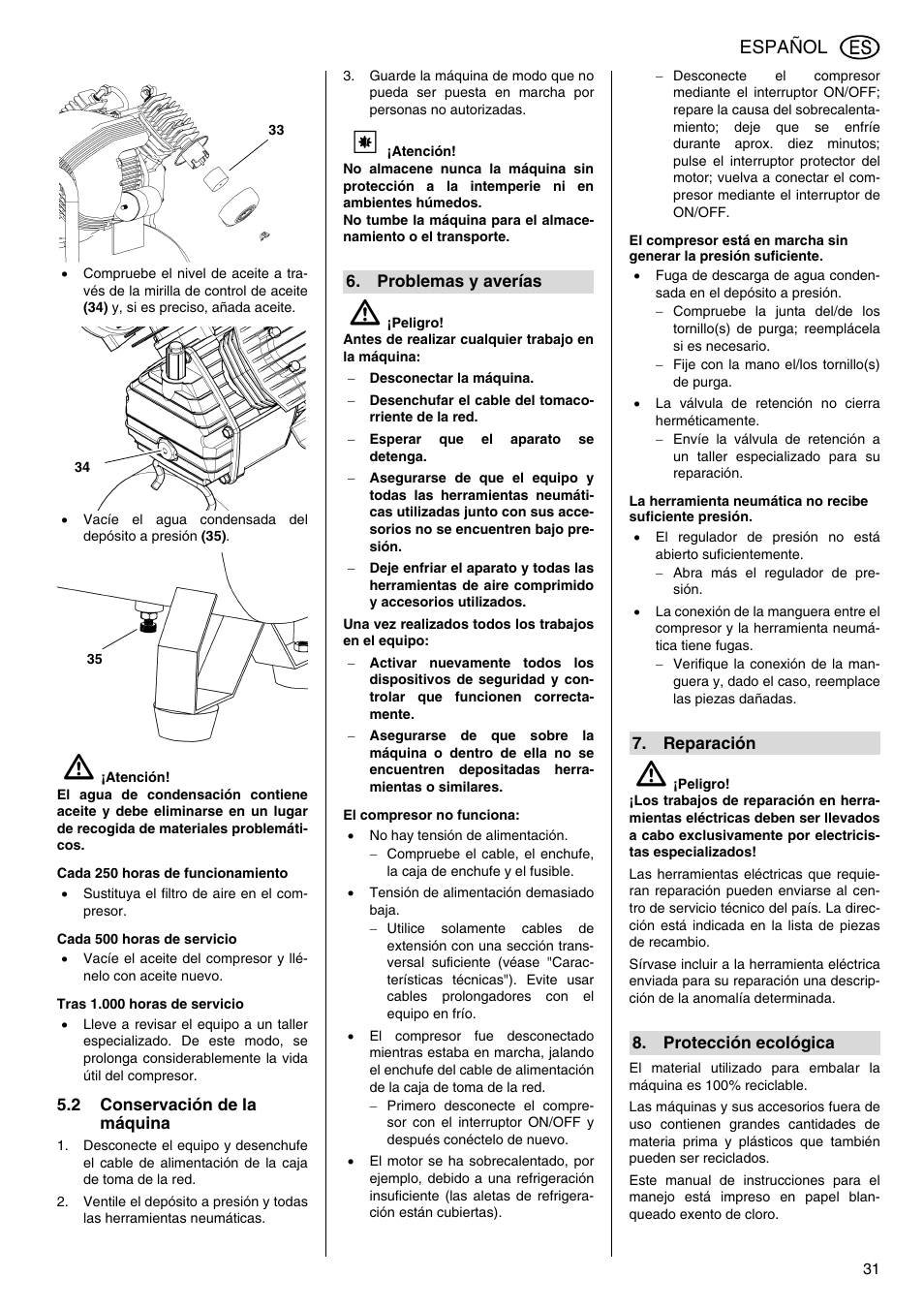 Español | Metabo Compressor Pump Classic 8 User Manual | Page 31 / 32