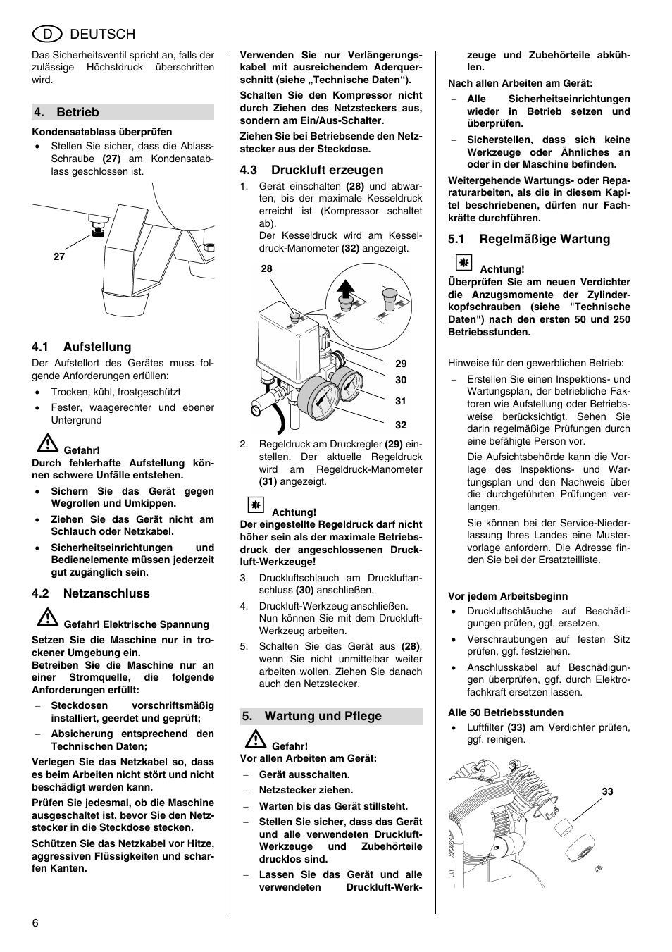 Deutsch | Metabo Compressor Pump Classic 8 User Manual | Page 6 / 32