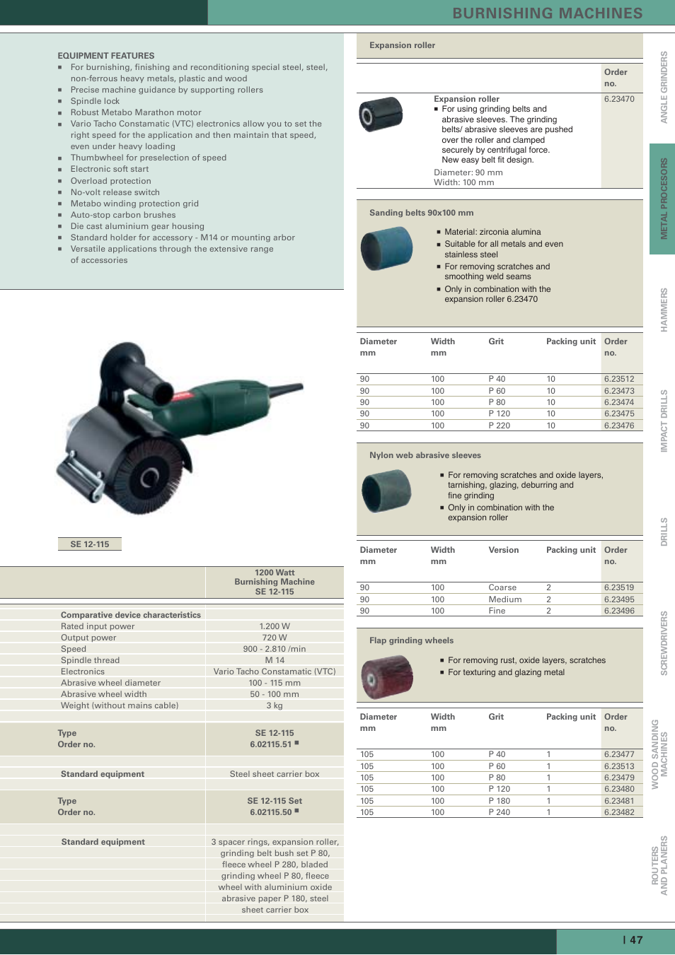 Burnishing machines | Metabo PE 12-175 User Manual | Page 3 / 9