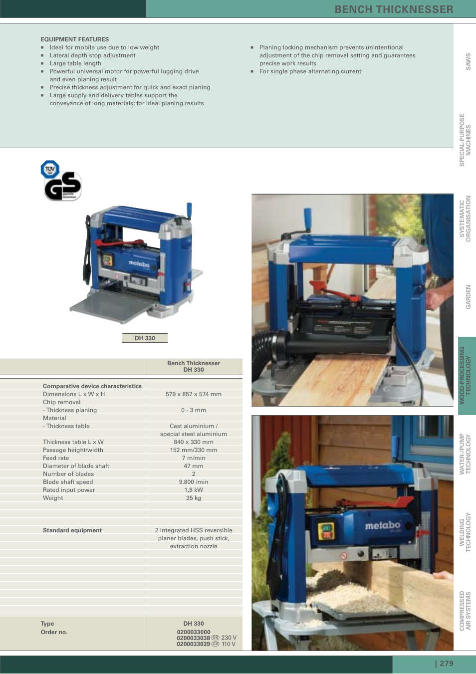 Bench thicknesser | Metabo HC 300 User Manual | Page 2 / 21