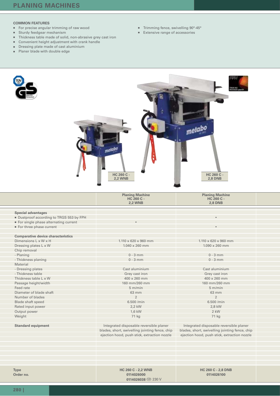 Planing machines | Metabo HC 300 User Manual | Page 3 / 21