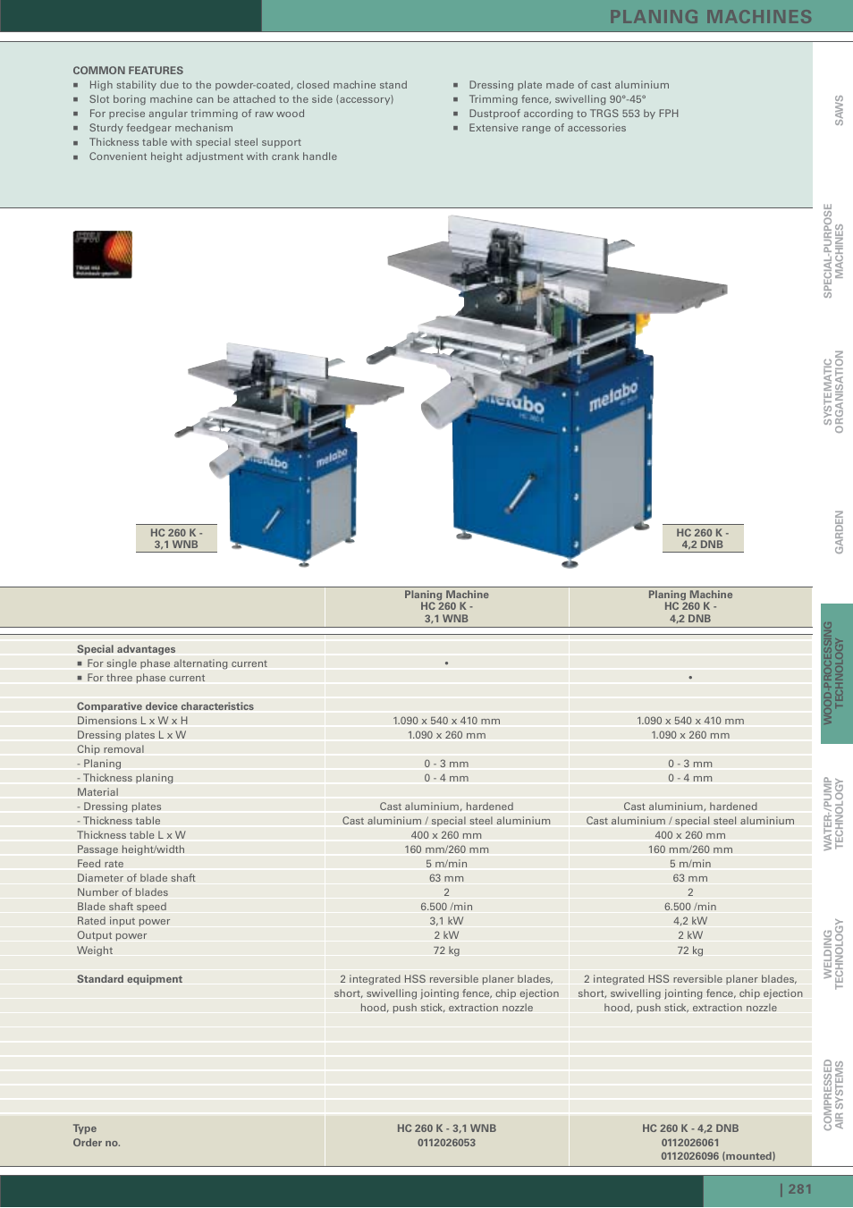 Planing machines | Metabo HC 300 User Manual | Page 4 / 21