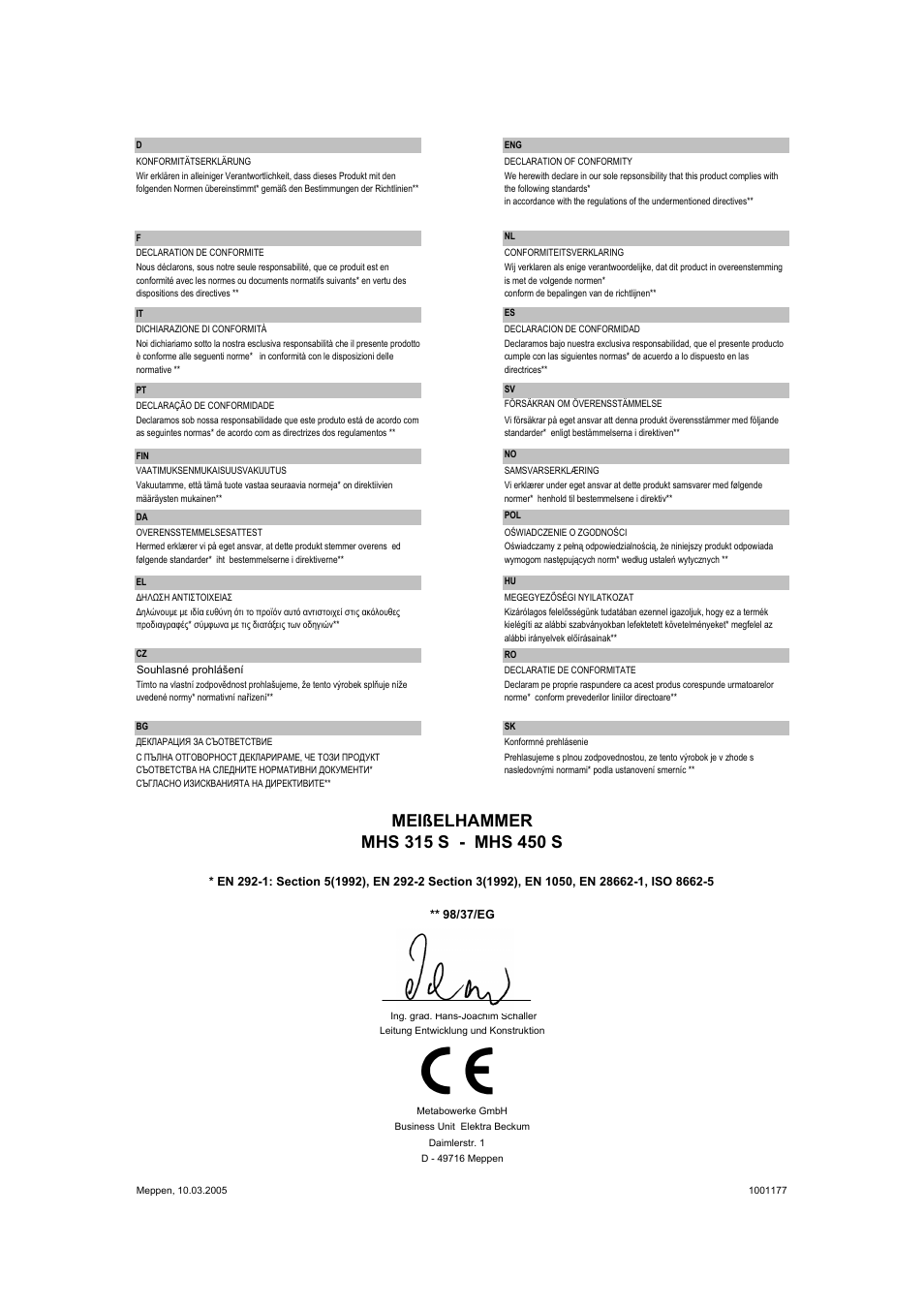 Metabo MHS 450 S User Manual | Page 2 / 8