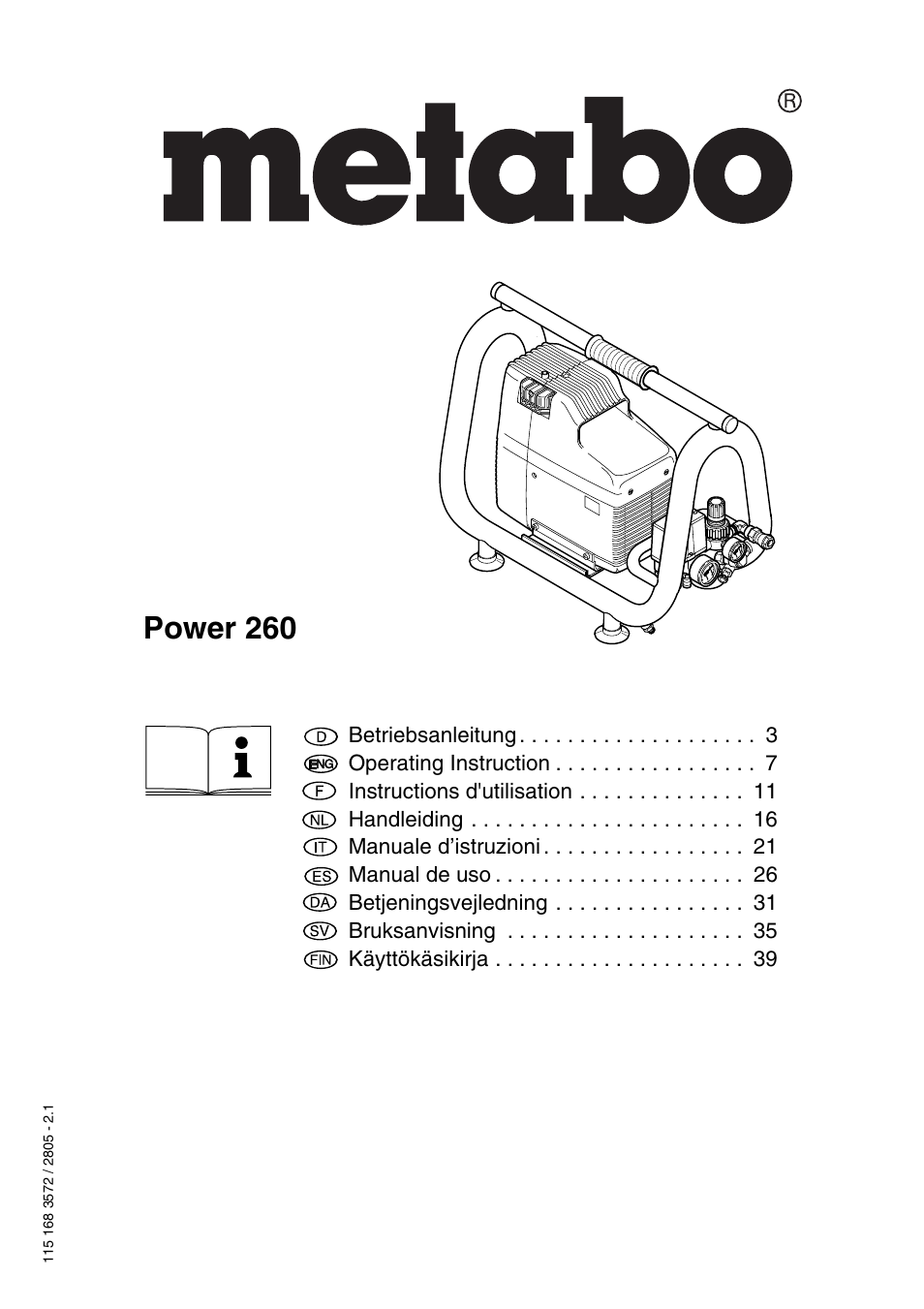 Metabo Power 260 User Manual | 44 pages