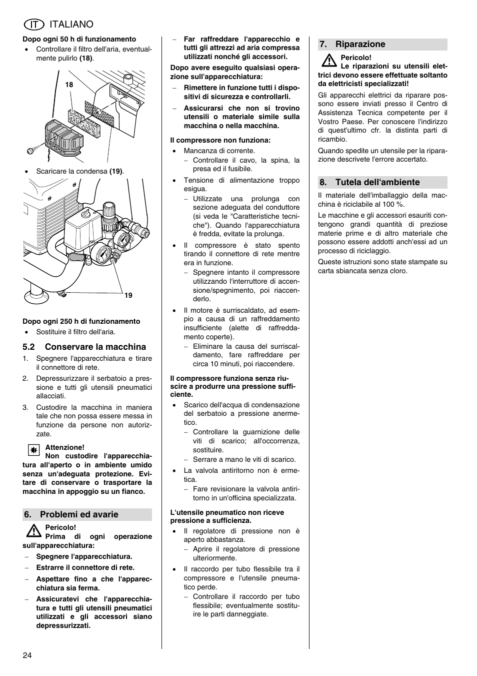 Italiano | Metabo Power 260 User Manual | Page 24 / 44