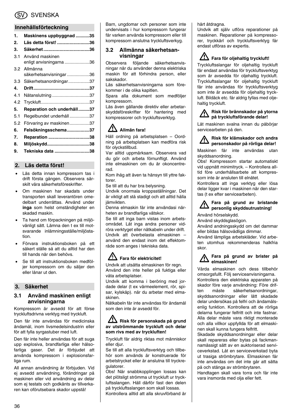 Metabo Power 260 User Manual | Page 36 / 44