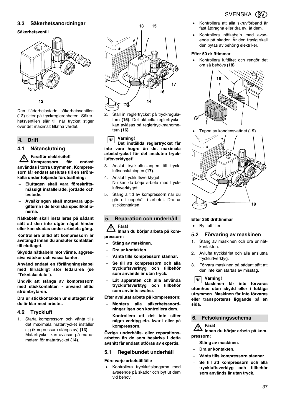 Svenska | Metabo Power 260 User Manual | Page 37 / 44