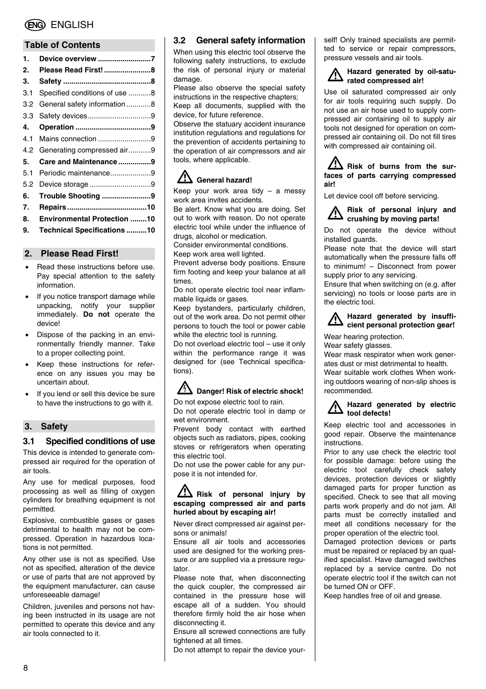 Metabo Power 260 User Manual | Page 8 / 44