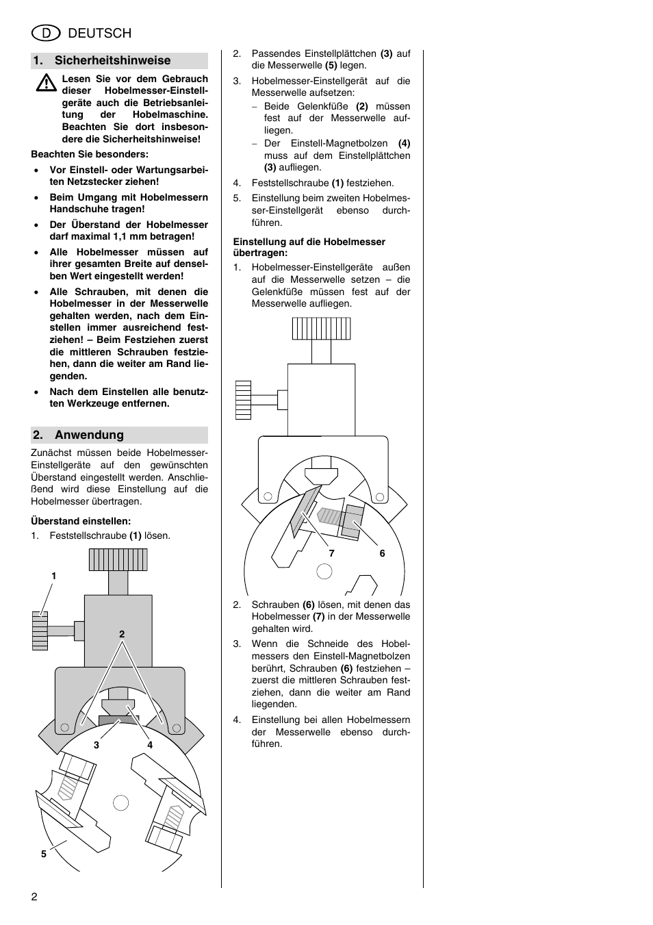 Deutsch | Metabo Cutter Knife Setting Device 091 101 6397 User Manual | Page 2 / 8
