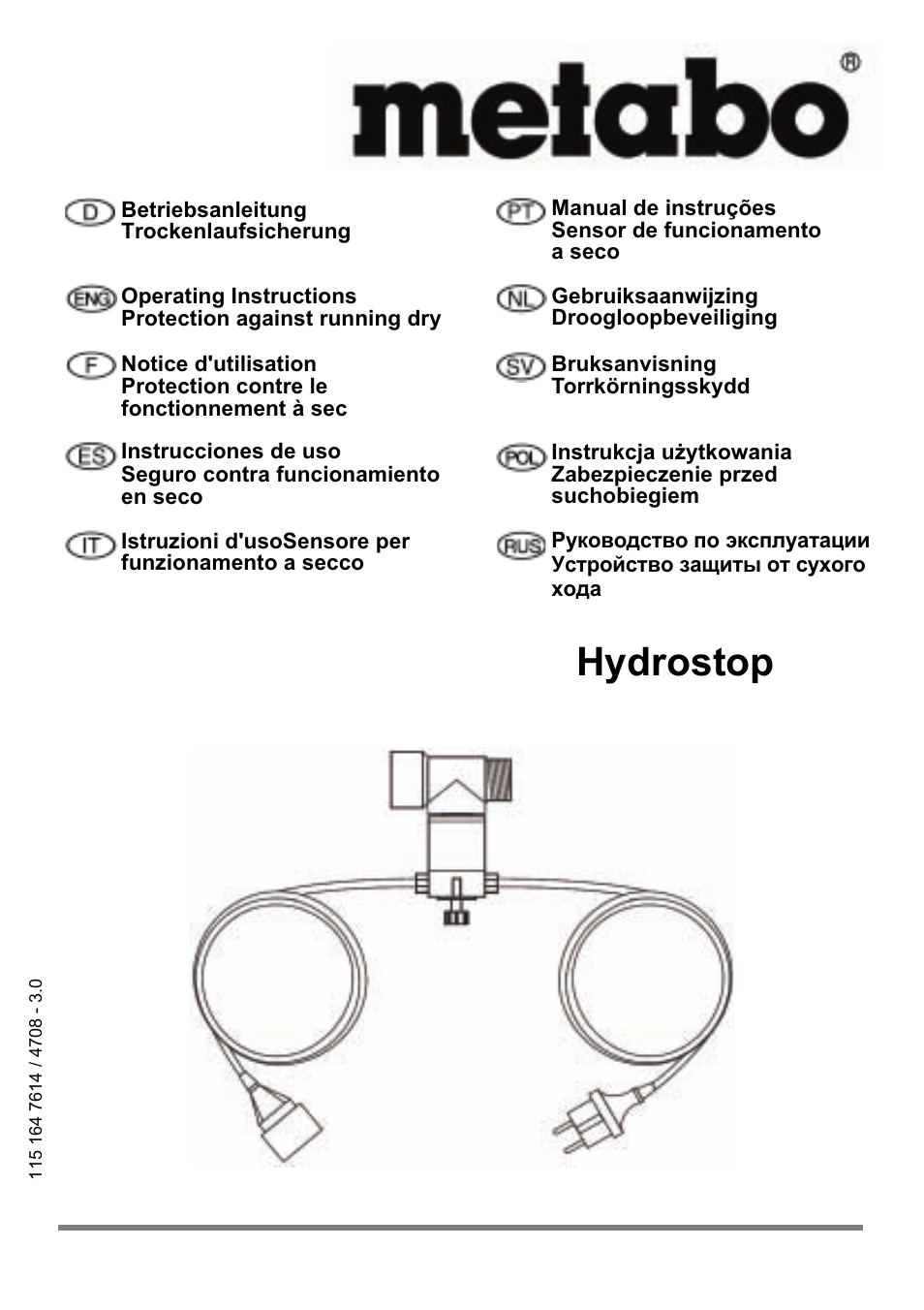 Metabo Dry-running Sensor Hydrostop User Manual | 56 pages