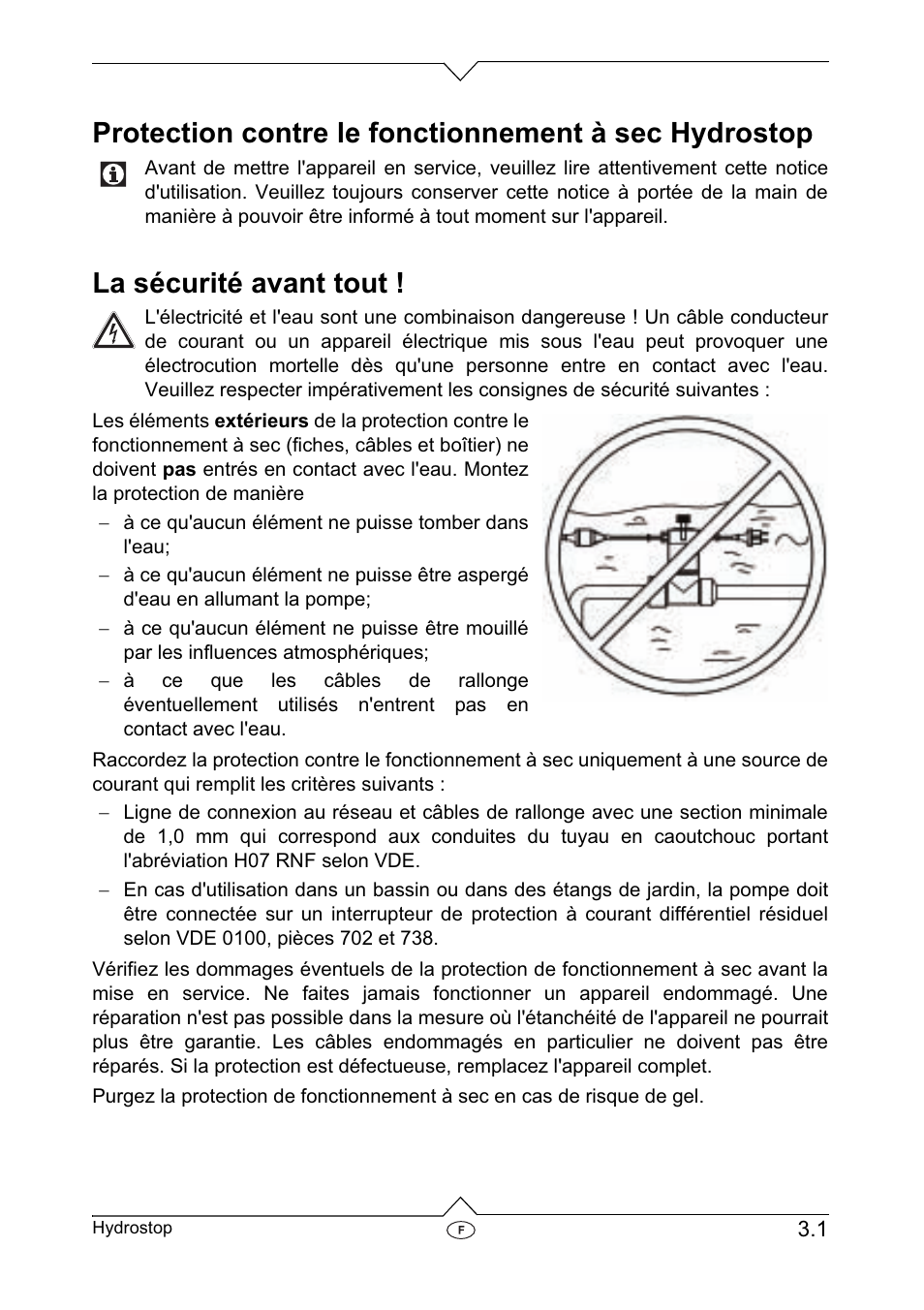 La sécurité avant tout | Metabo Dry-running Sensor Hydrostop User Manual | Page 13 / 56