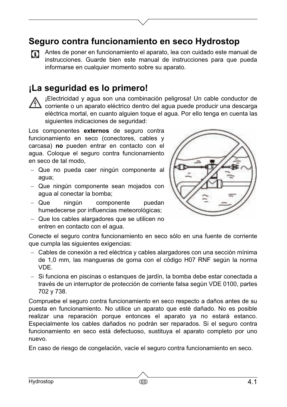 Seguro contra funcionamiento en seco hydrostop, La seguridad es lo primero | Metabo Dry-running Sensor Hydrostop User Manual | Page 18 / 56