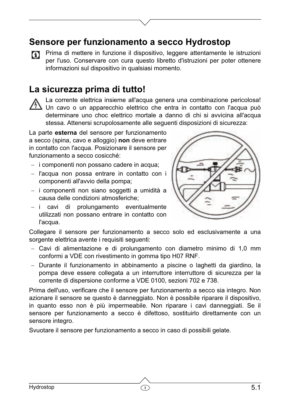 Sensore per funzionamento a secco hydrostop, La sicurezza prima di tutto | Metabo Dry-running Sensor Hydrostop User Manual | Page 23 / 56