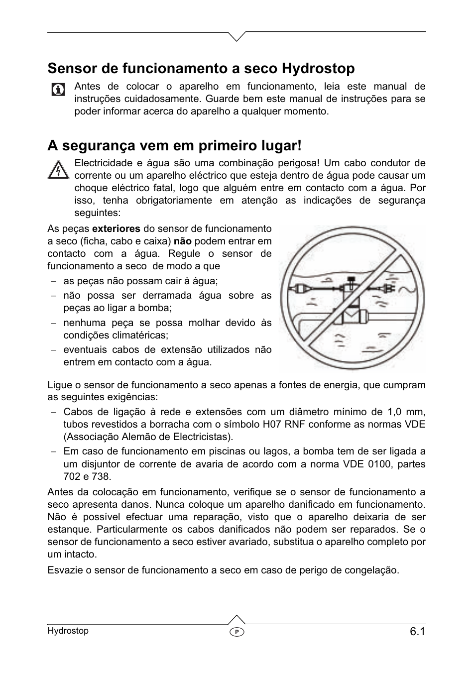 Sensor de funcionamento a seco hydrostop, A segurança vem em primeiro lugar | Metabo Dry-running Sensor Hydrostop User Manual | Page 28 / 56