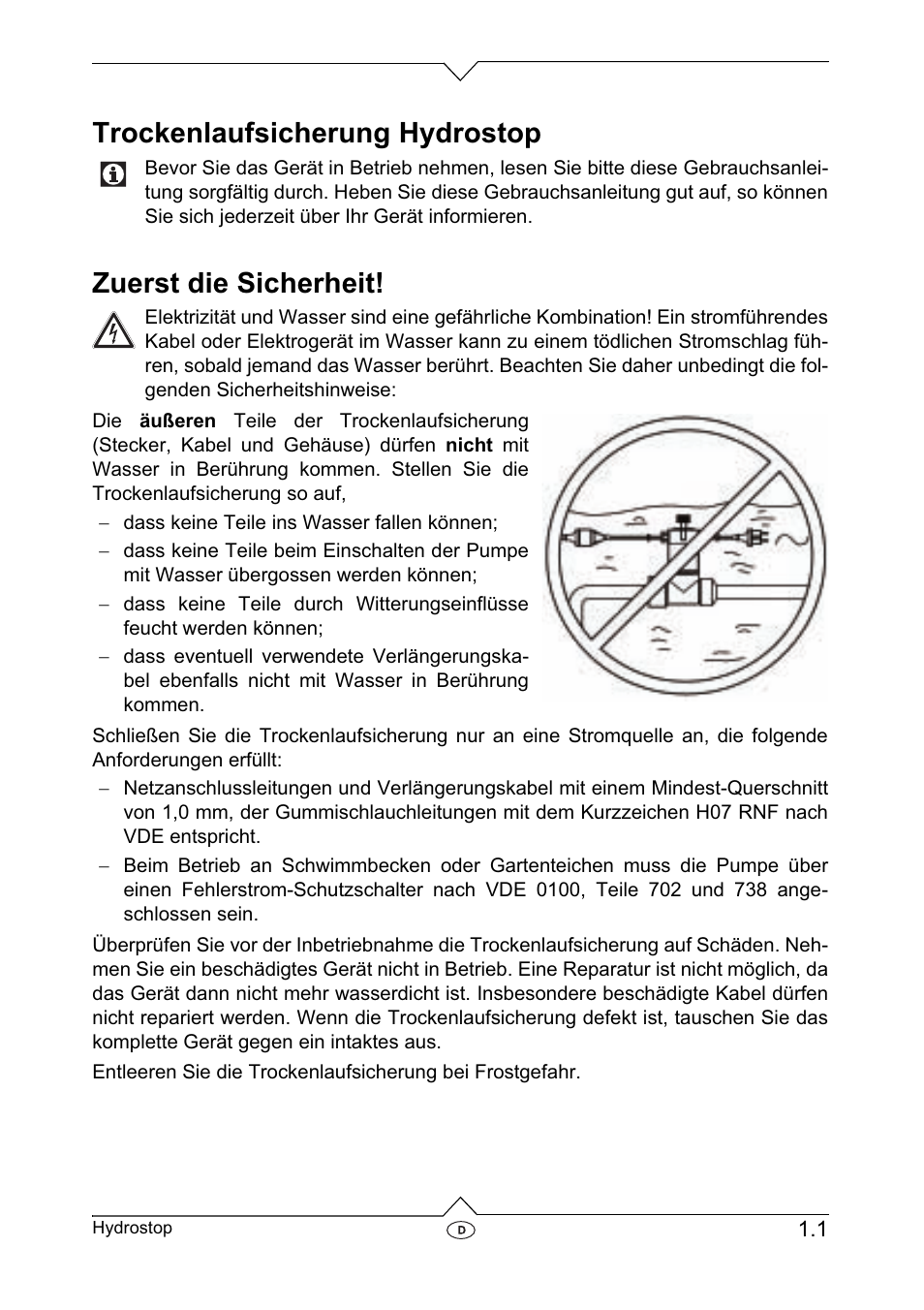 Trockenlaufsicherung hydrostop, Zuerst die sicherheit | Metabo Dry-running Sensor Hydrostop User Manual | Page 3 / 56