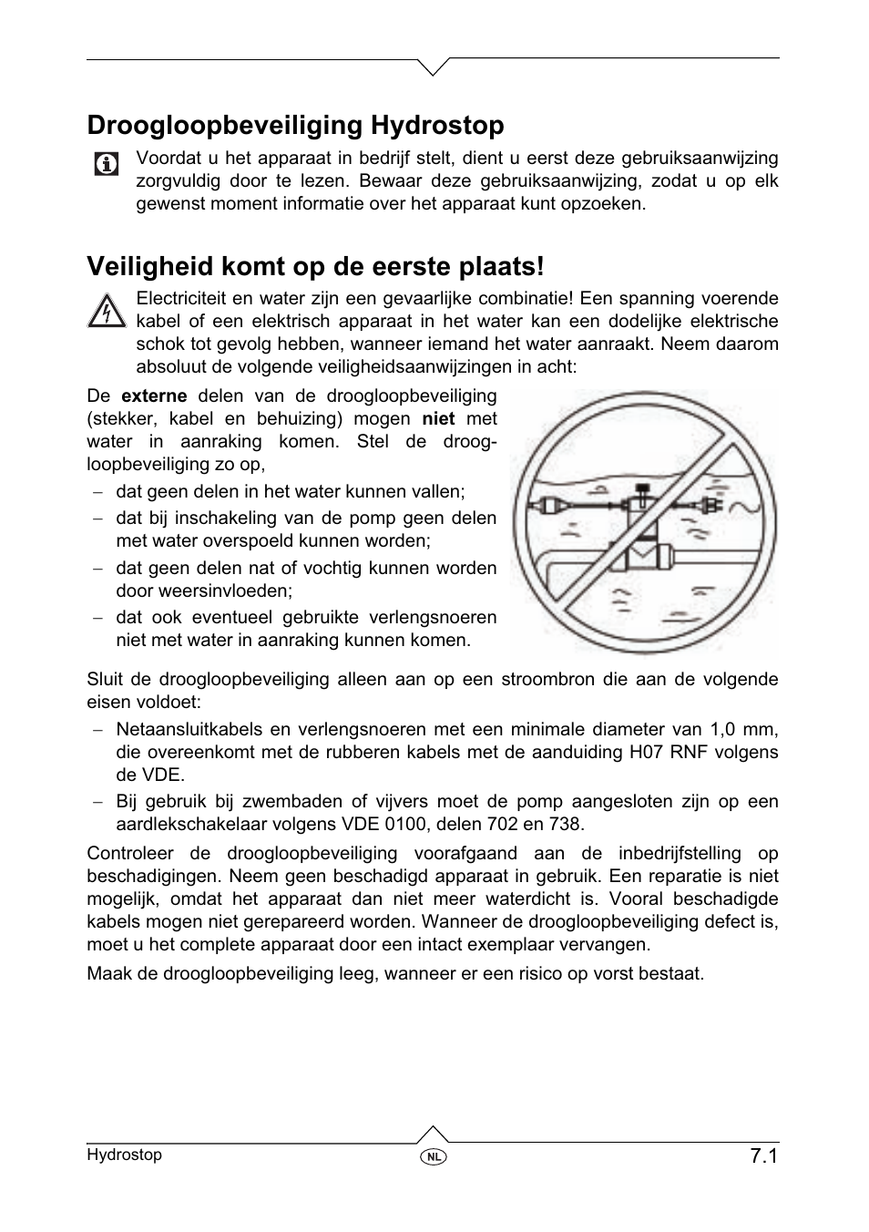 Droogloopbeveiliging hydrostop, Veiligheid komt op de eerste plaats | Metabo Dry-running Sensor Hydrostop User Manual | Page 33 / 56