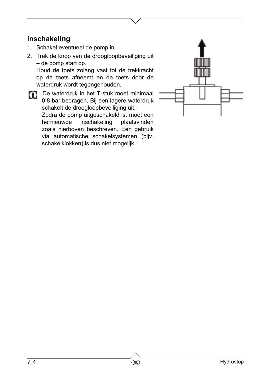 Inschakeling | Metabo Dry-running Sensor Hydrostop User Manual | Page 36 / 56