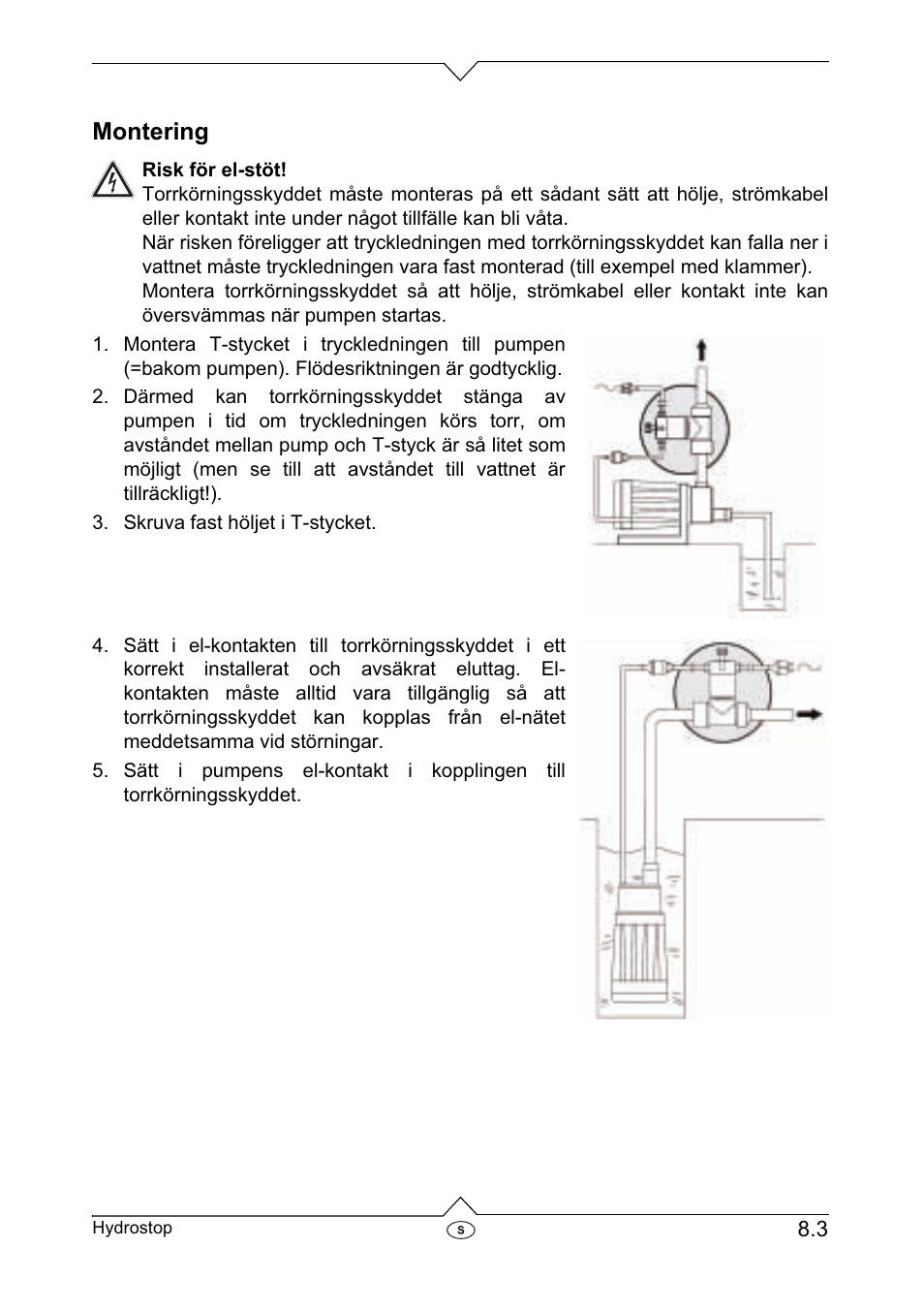 Montering | Metabo Dry-running Sensor Hydrostop User Manual | Page 40 / 56