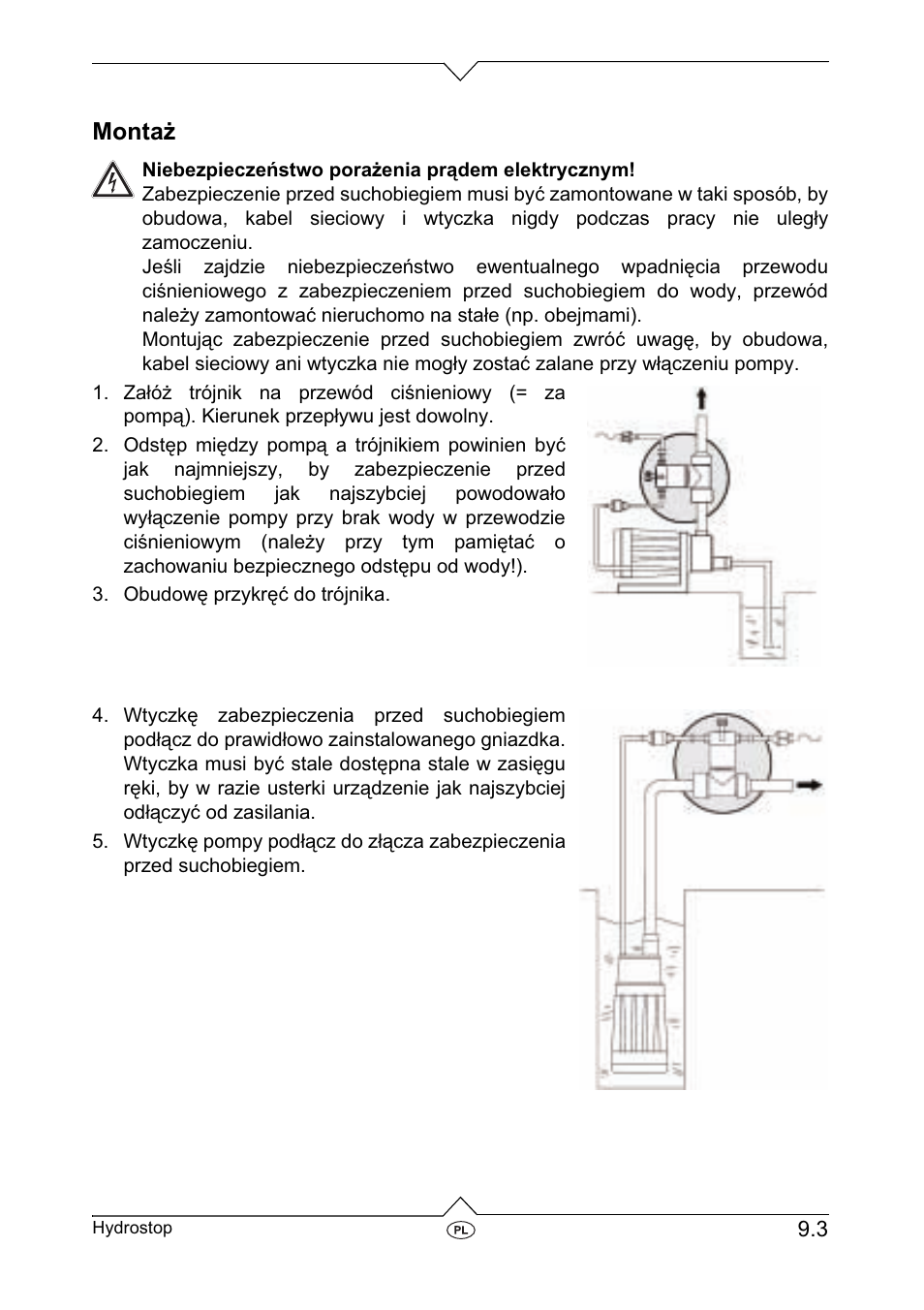 Monta ī | Metabo Dry-running Sensor Hydrostop User Manual | Page 45 / 56