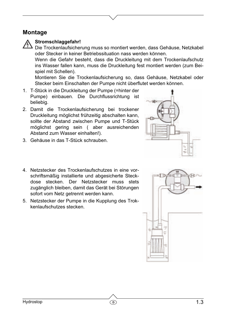 Montage | Metabo Dry-running Sensor Hydrostop User Manual | Page 5 / 56