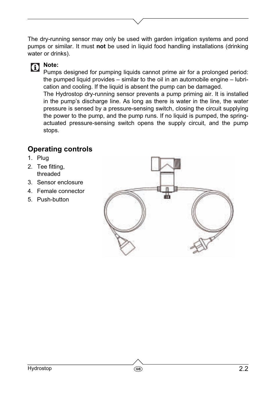 Operating controls | Metabo Dry-running Sensor Hydrostop User Manual | Page 9 / 56