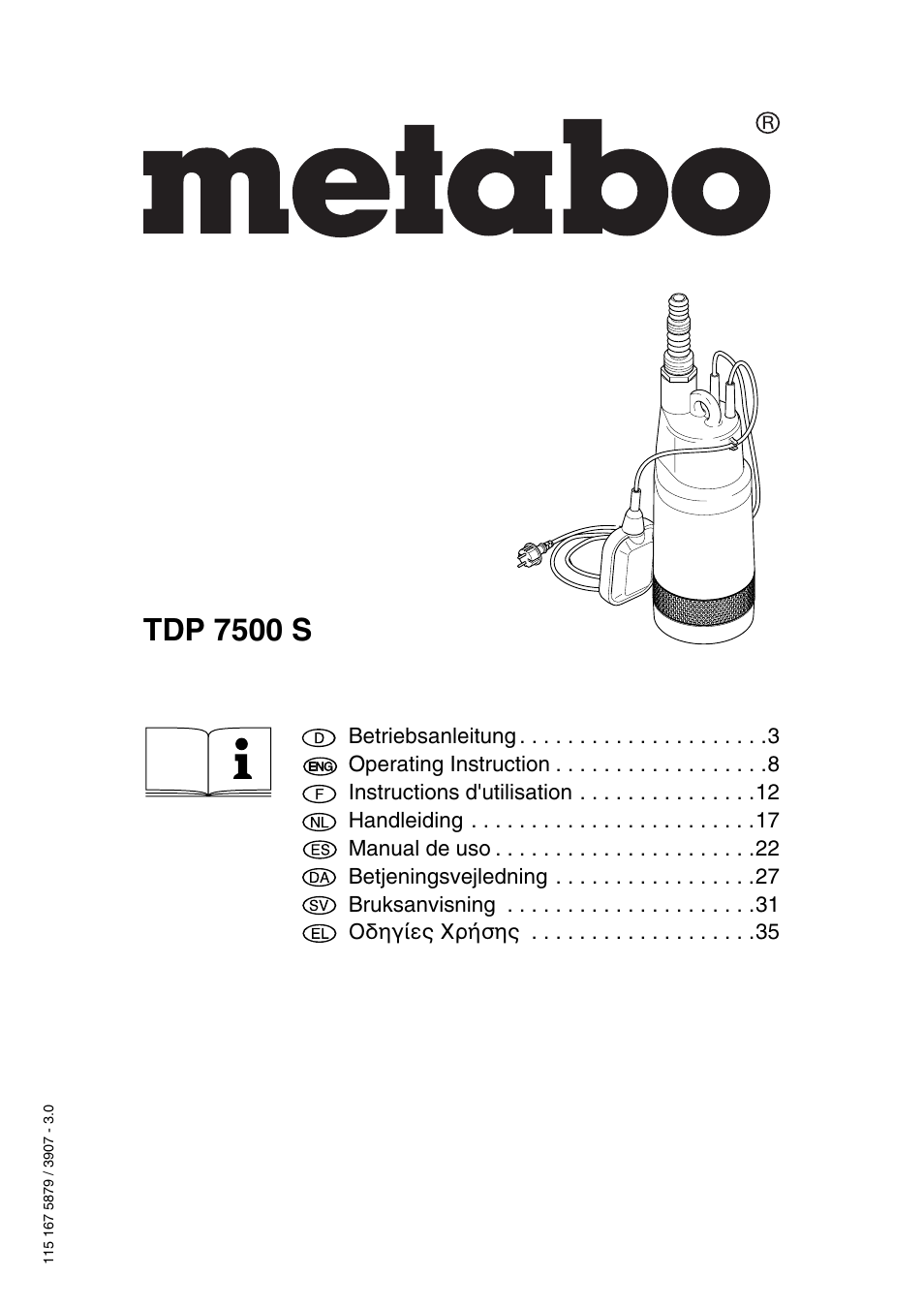 Metabo TDP 7500 S User Manual | 39 pages