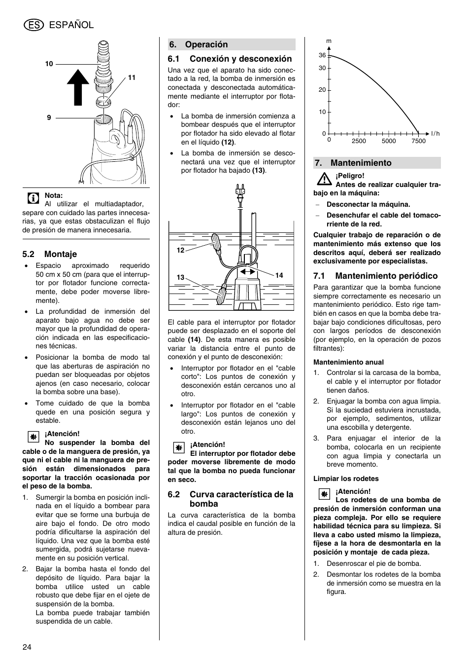 Español | Metabo TDP 7500 S User Manual | Page 24 / 39