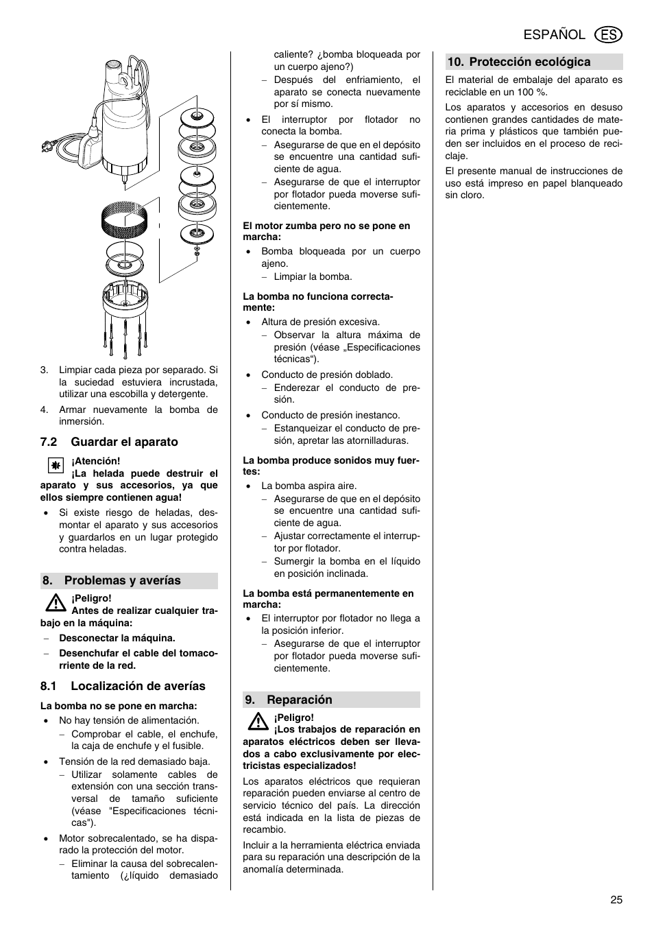 Español | Metabo TDP 7500 S User Manual | Page 25 / 39