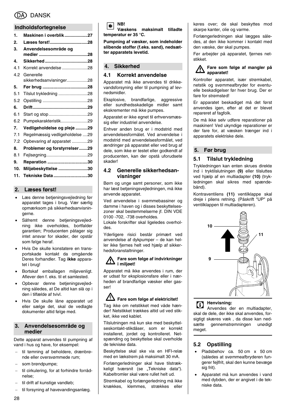 Dansk | Metabo TDP 7500 S User Manual | Page 28 / 39