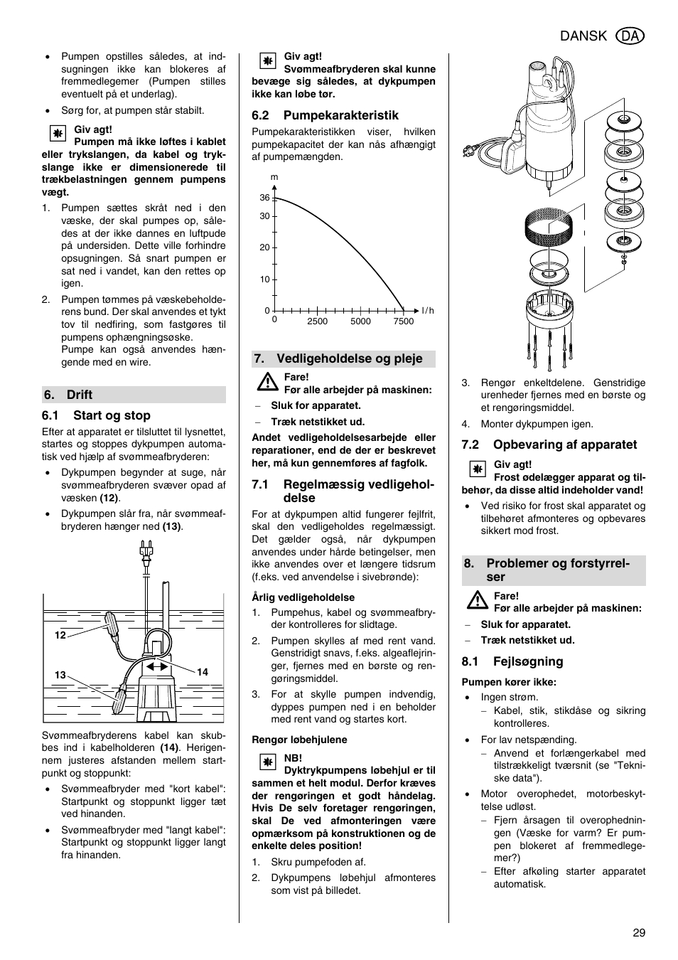 Dansk | Metabo TDP 7500 S User Manual | Page 29 / 39